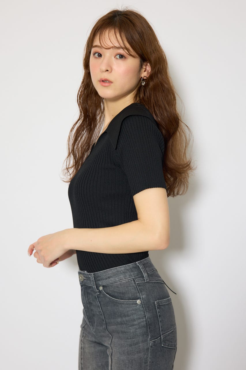 BIGカラーニットトップス BLK FREE
