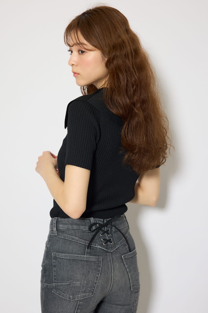 BIGカラーニットトップス BLK FREE