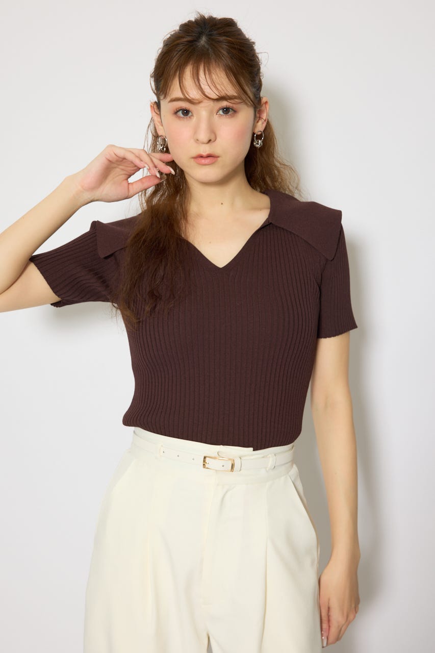 BIGカラーニットトップス BRN FREE