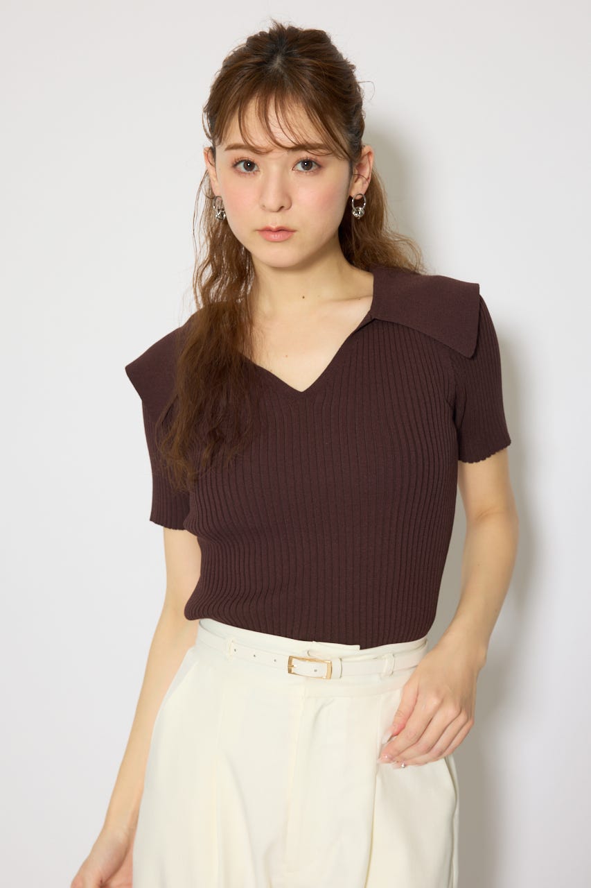 BIGカラーニットトップス BRN FREE