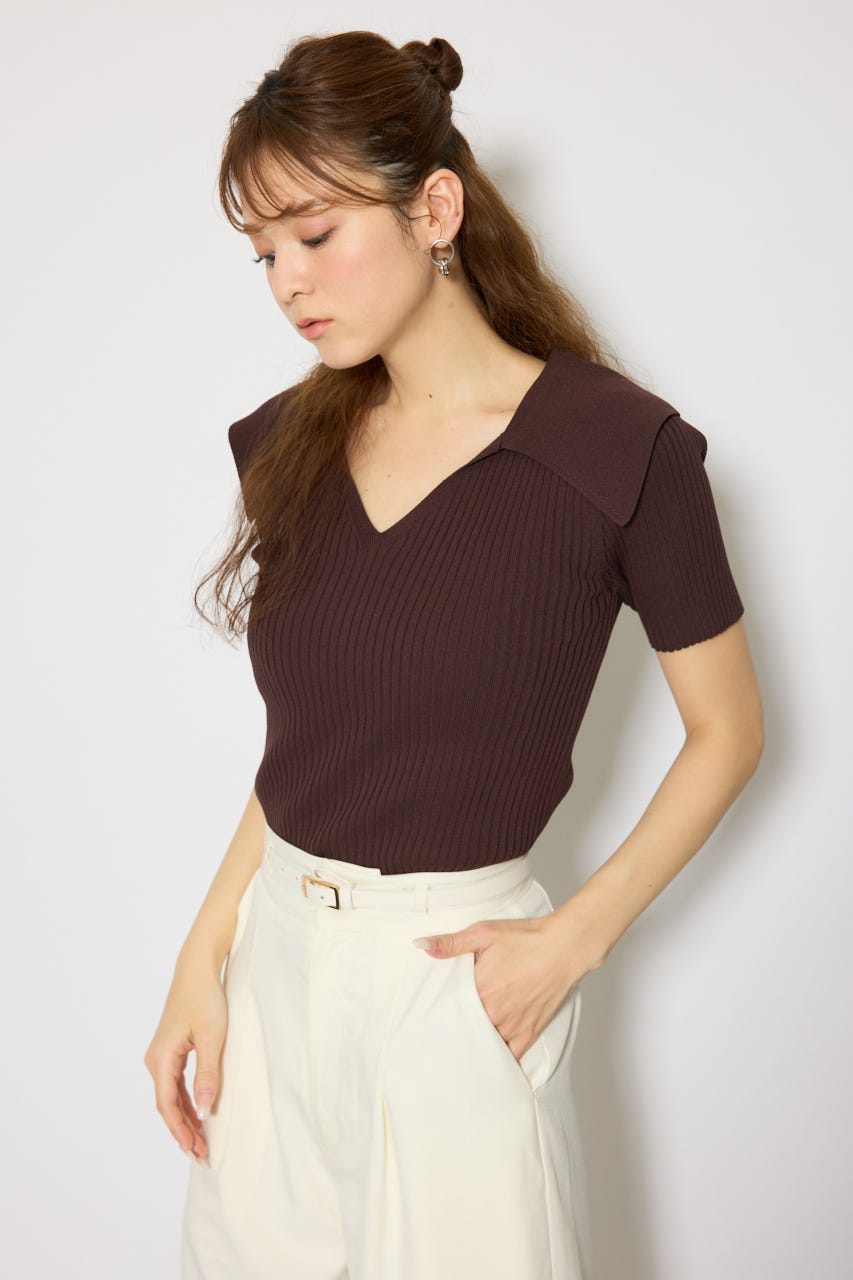 BIGカラーニットトップス BRN FREE