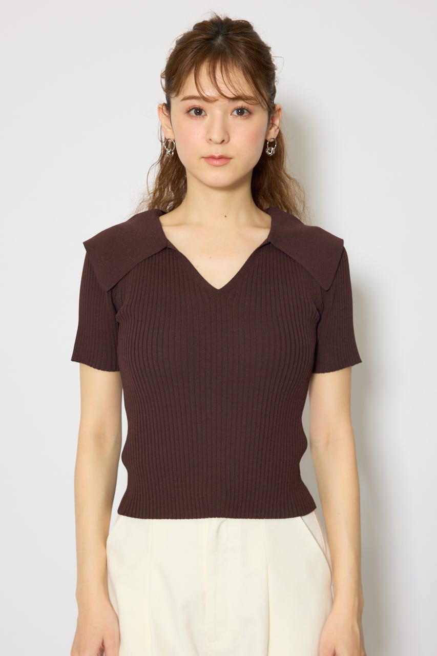 BIGカラーニットトップス BRN FREE