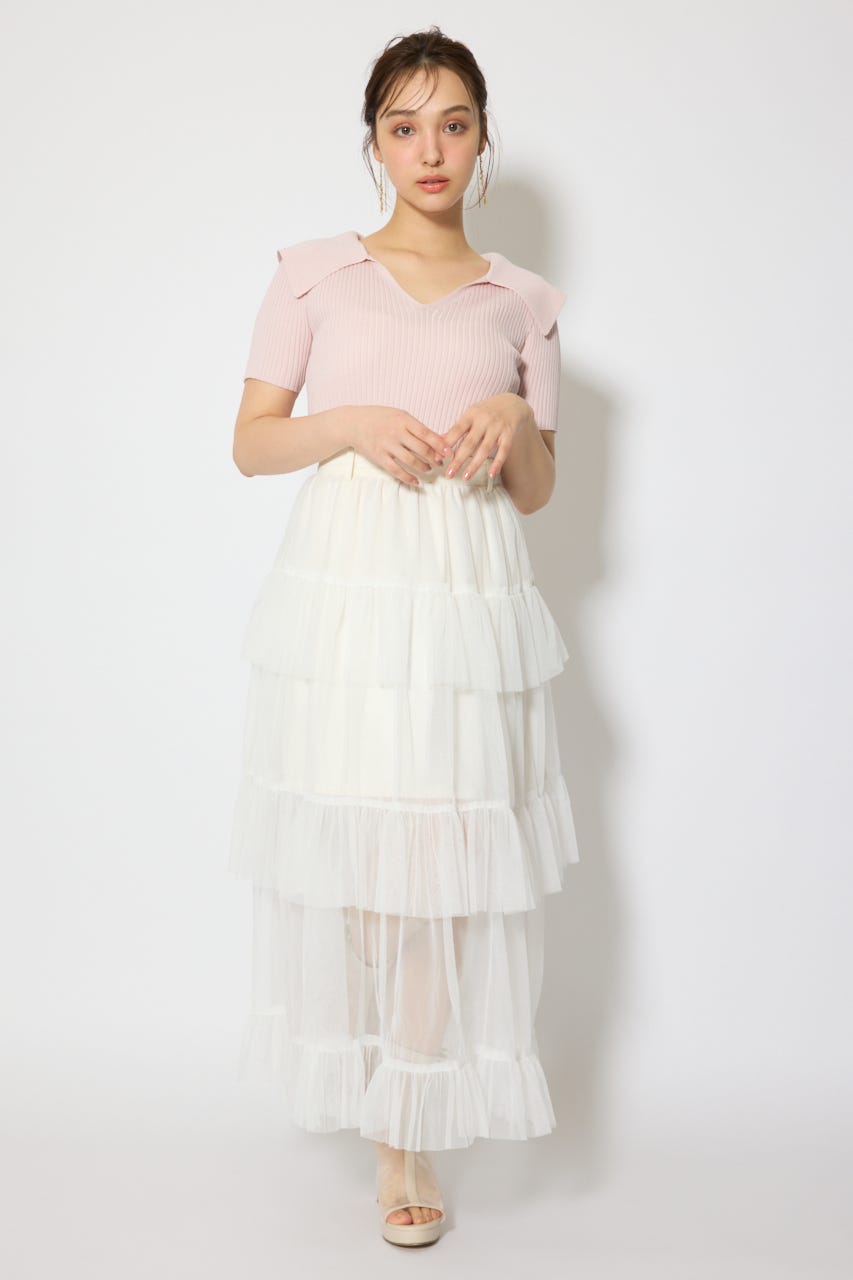 BIGカラーニットトップス L/PNK FREE