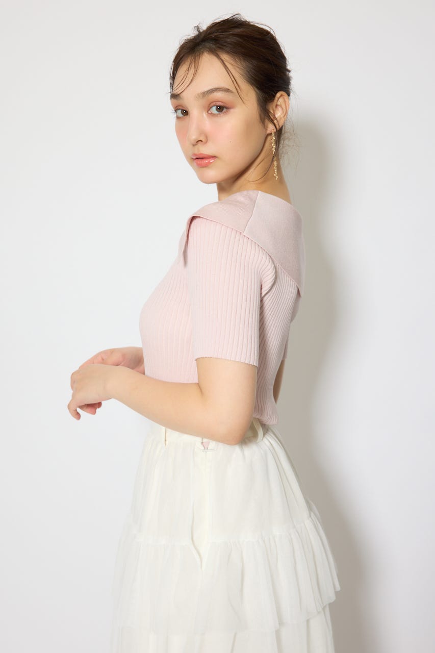 BIGカラーニットトップス L/PNK FREE