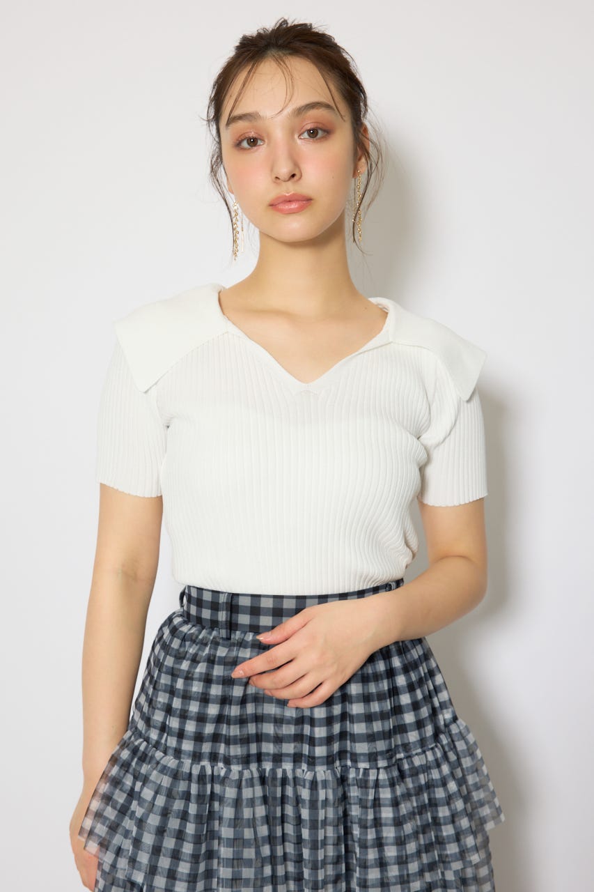 BIGカラーニットトップス WHT FREE