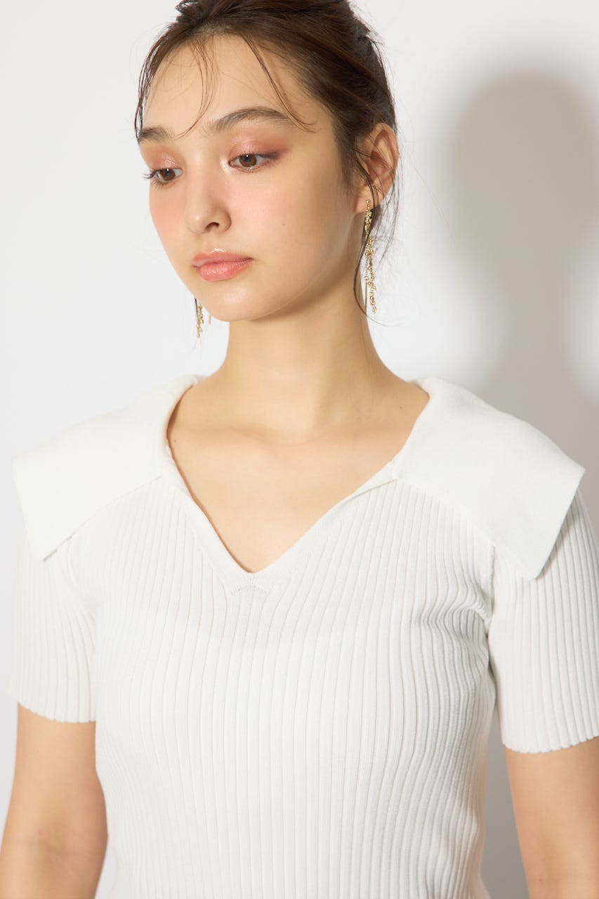 BIGカラーニットトップス WHT FREE