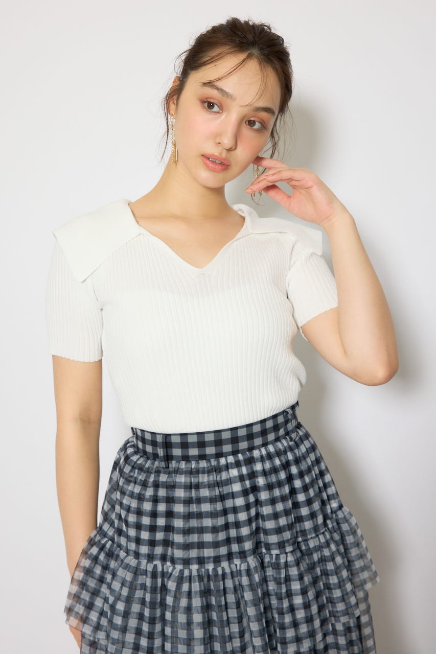 BIGカラーニットトップス WHT FREE