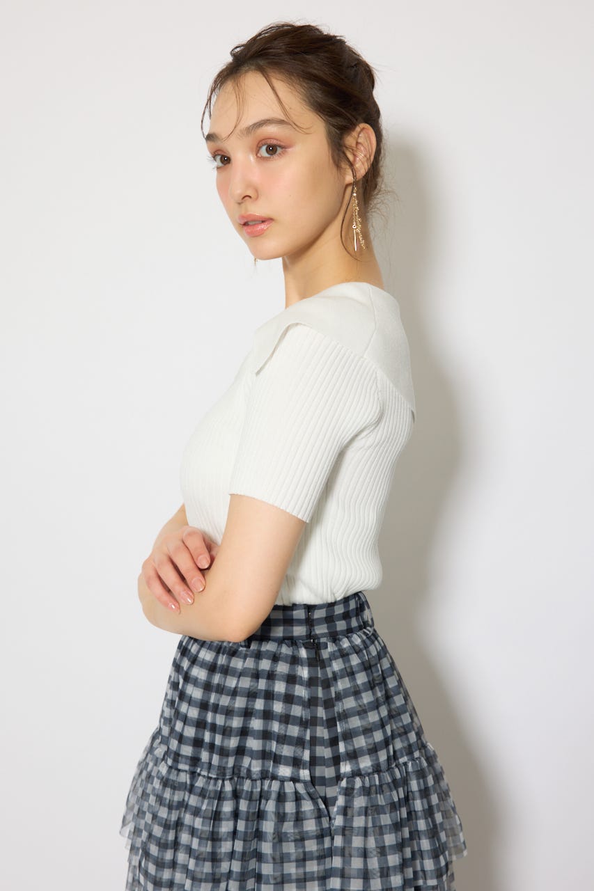 BIGカラーニットトップス WHT FREE