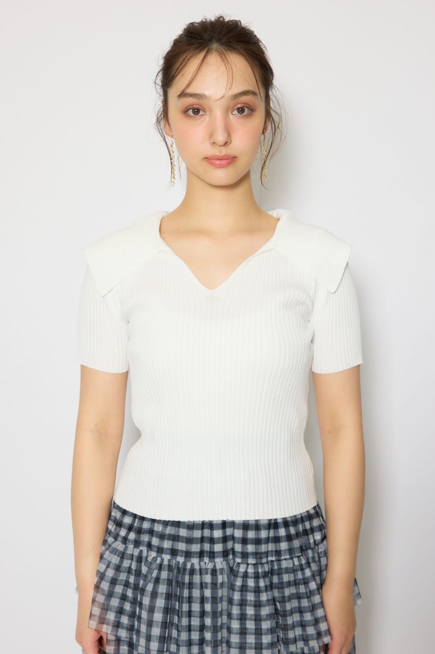 BIGカラーニットトップス WHT FREE