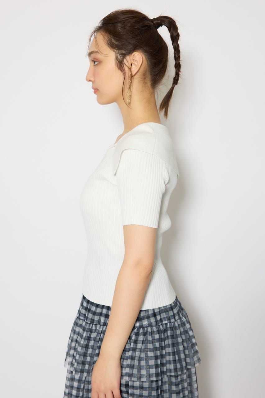BIGカラーニットトップス WHT FREE