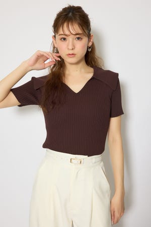 BIGカラーニットトップス