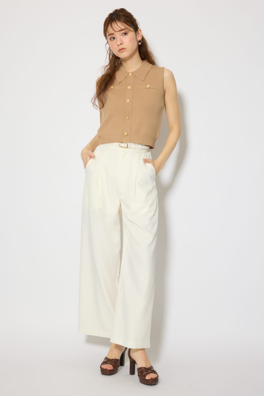 ゴールドボタンノースリニットトップス CAM FREE