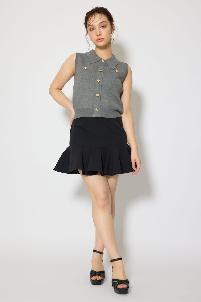 ゴールドボタンノースリニットトップス GRY FREE