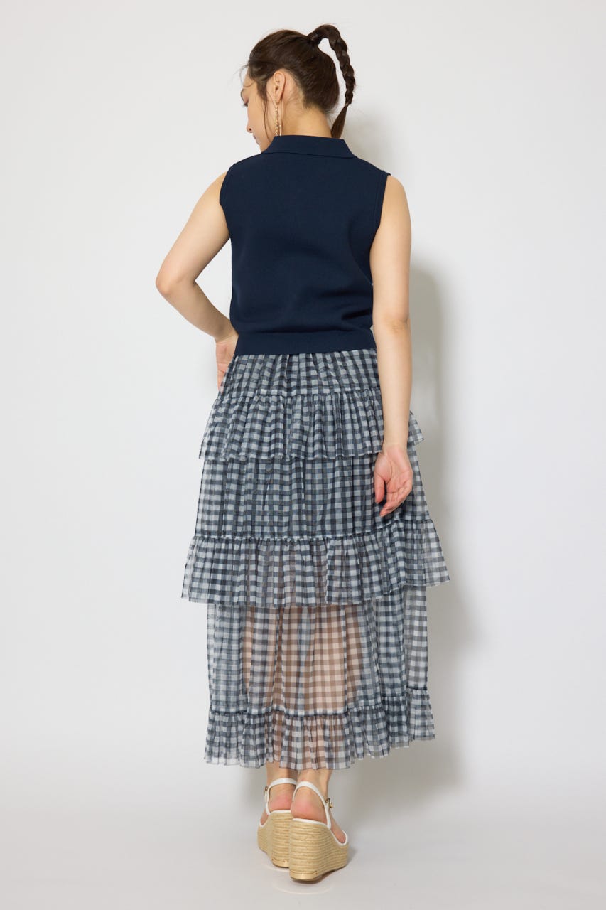 ゴールドボタンノースリニットトップス NVY FREE