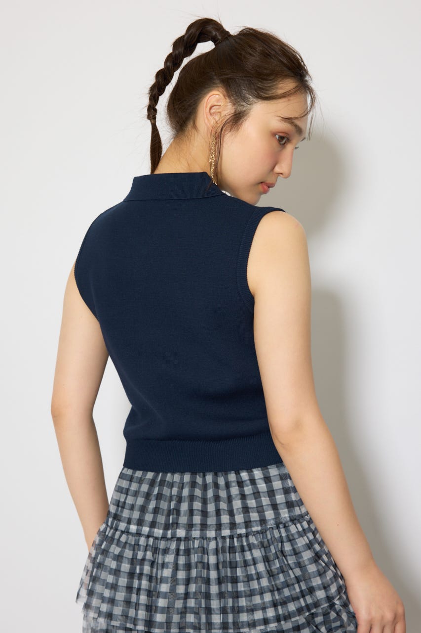 ゴールドボタンノースリニットトップス NVY FREE