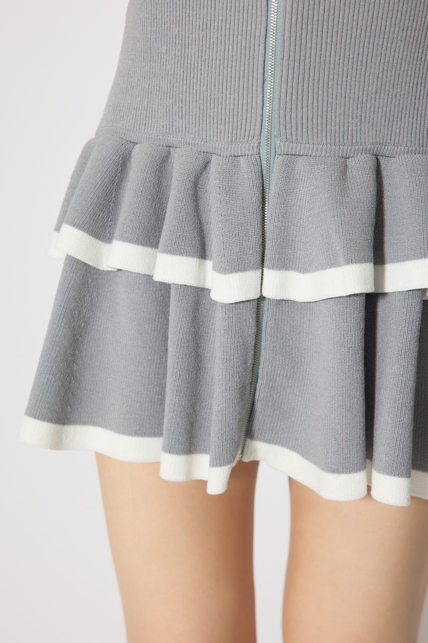 オフショルフロントジップニットミニワンピース GRY FREE