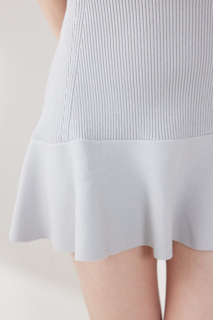 フロントリボンカーデセットニットミニワンピース M/BLU FREE