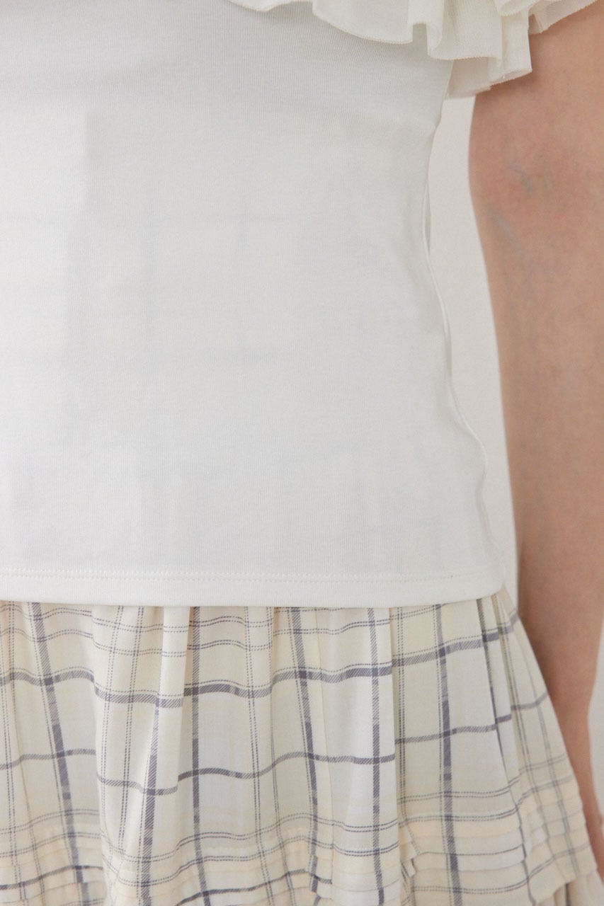 オフショルフリルカットトップス WHT FREE