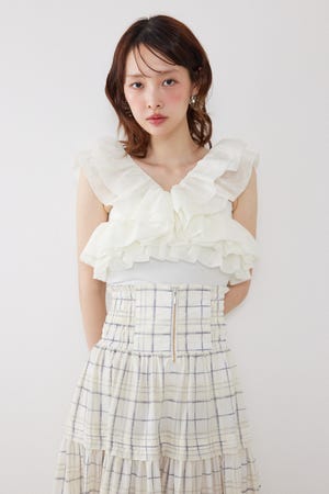 オフショルフリルカットトップス