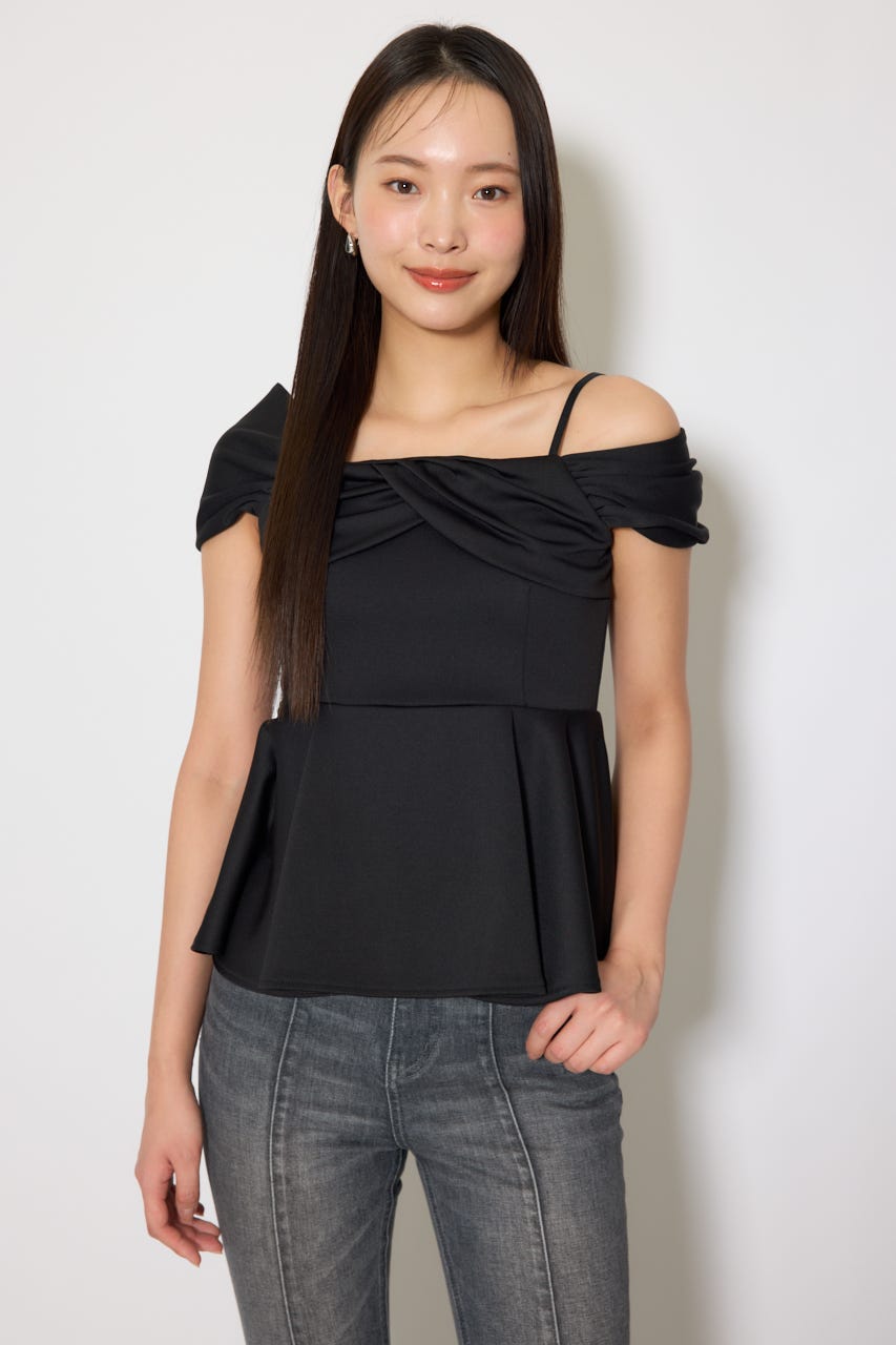 ワンショルペプラムカットトップス BLK FREE