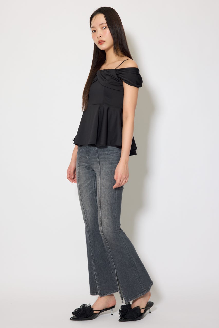 ワンショルペプラムカットトップス BLK FREE