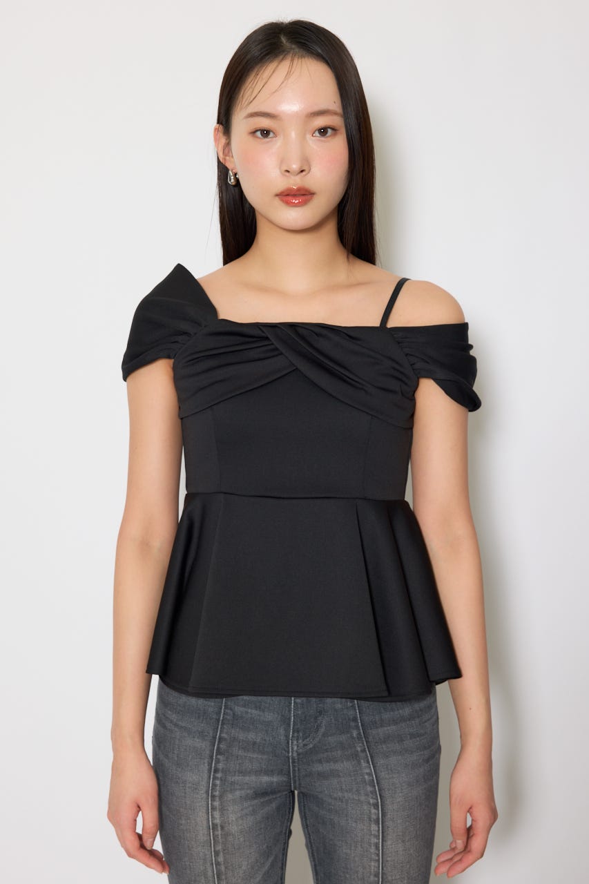 ワンショルペプラムカットトップス BLK FREE