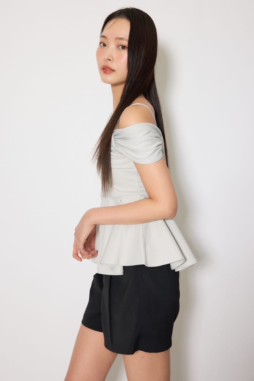 ワンショルペプラムカットトップス L/BLU FREE