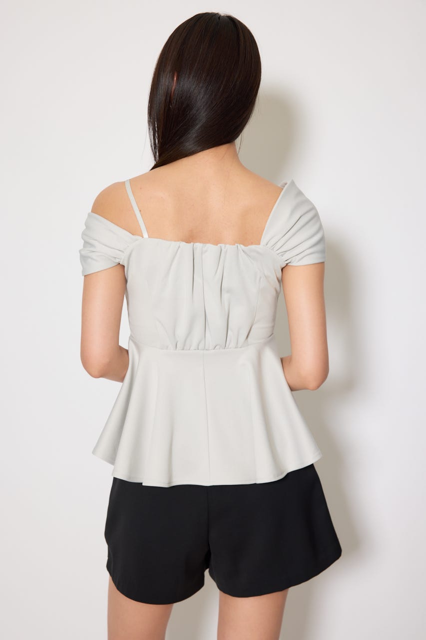 ワンショルペプラムカットトップス L/BLU FREE