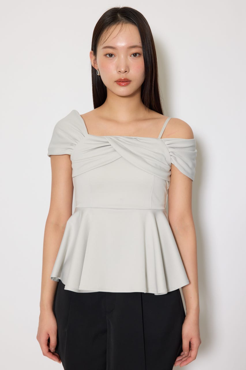 ワンショルペプラムカットトップス L/BLU FREE