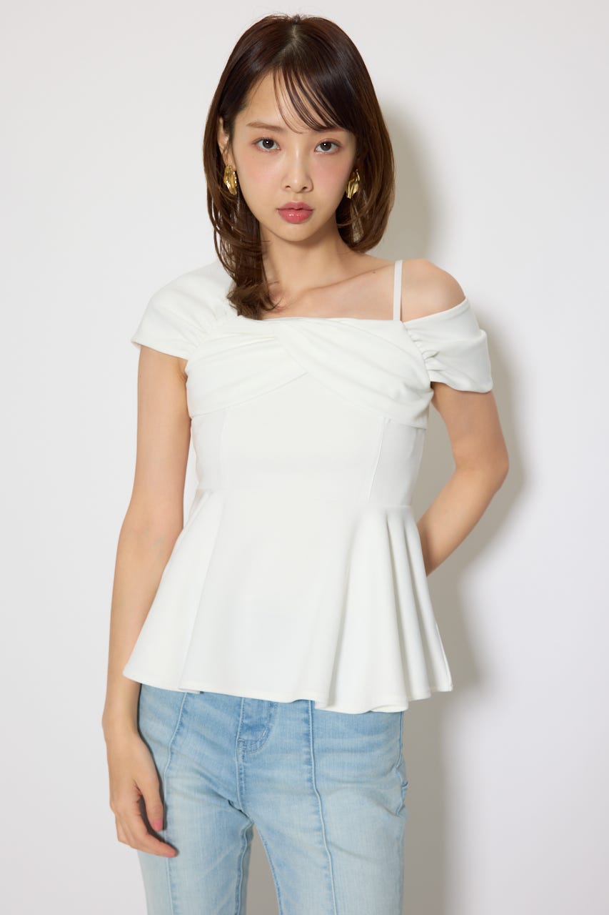 ワンショルペプラムカットトップス WHT FREE