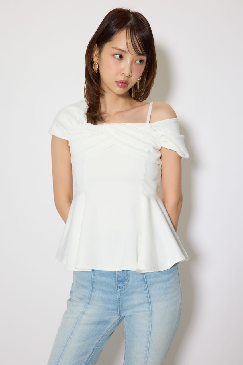 ワンショルペプラムカットトップス WHT FREE