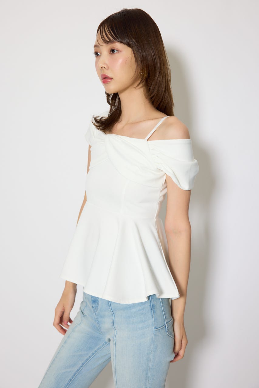 ワンショルペプラムカットトップス WHT FREE