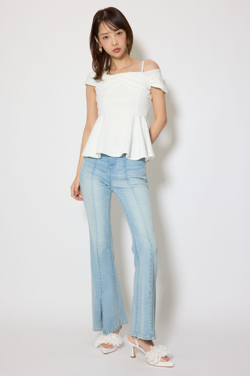 ワンショルペプラムカットトップス WHT FREE