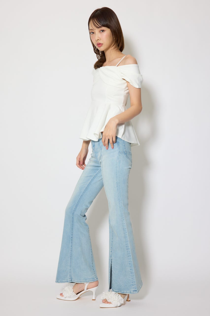 ワンショルペプラムカットトップス WHT FREE