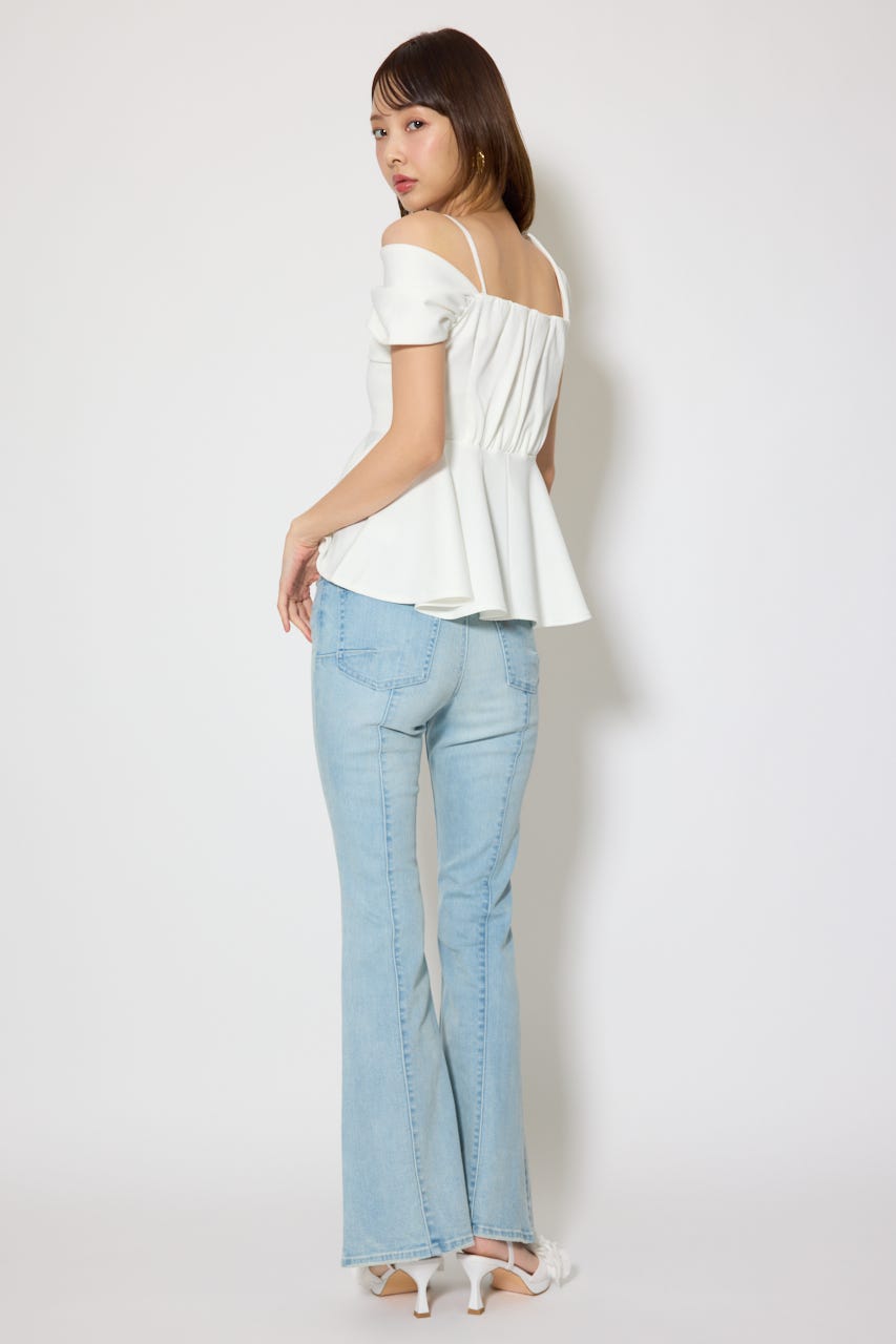 ワンショルペプラムカットトップス WHT FREE