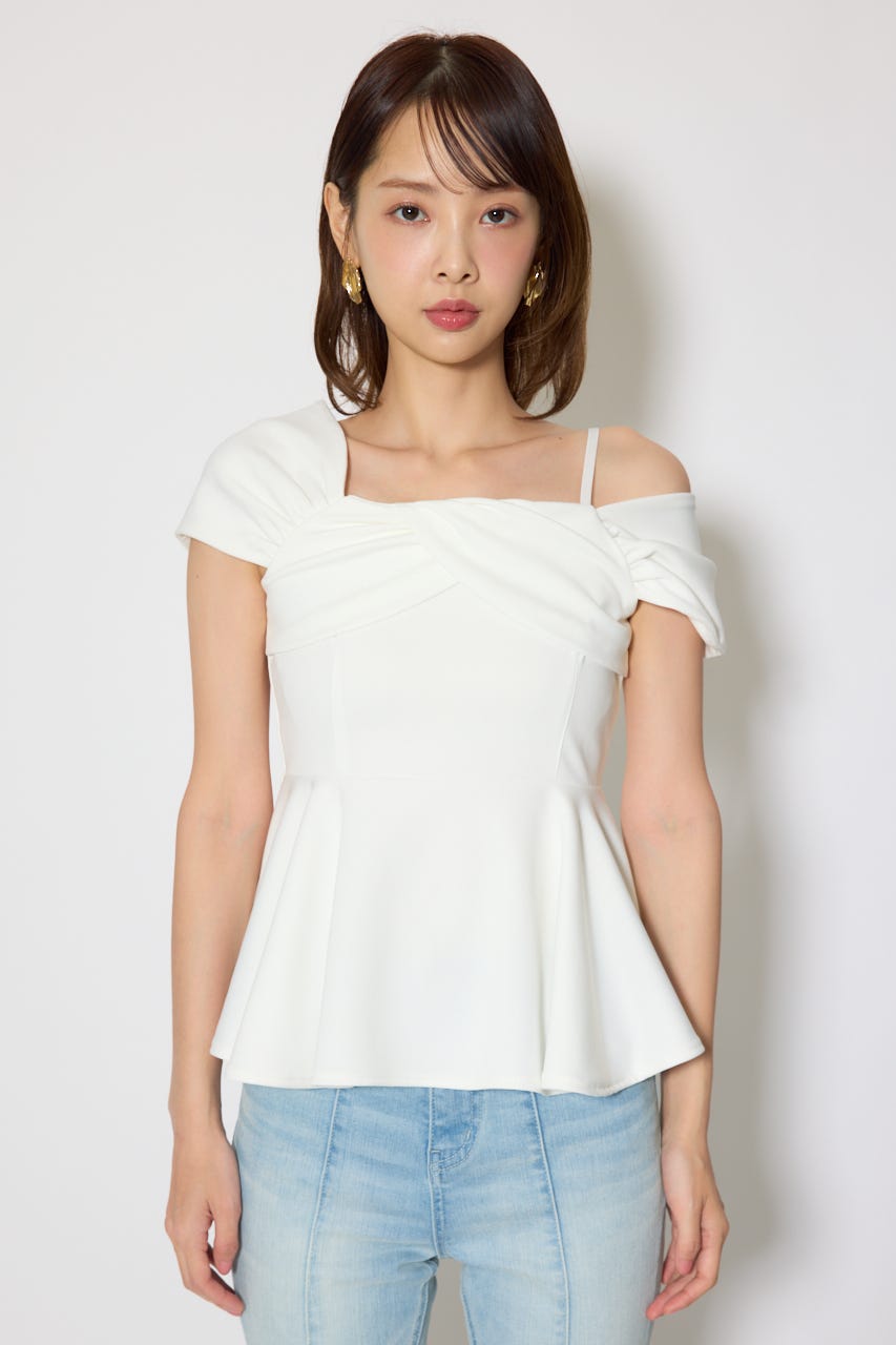 ワンショルペプラムカットトップス WHT FREE