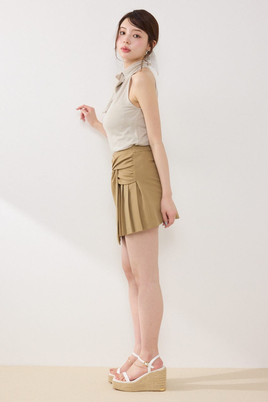 ラメフライスリボンネックトップス BEG FREE