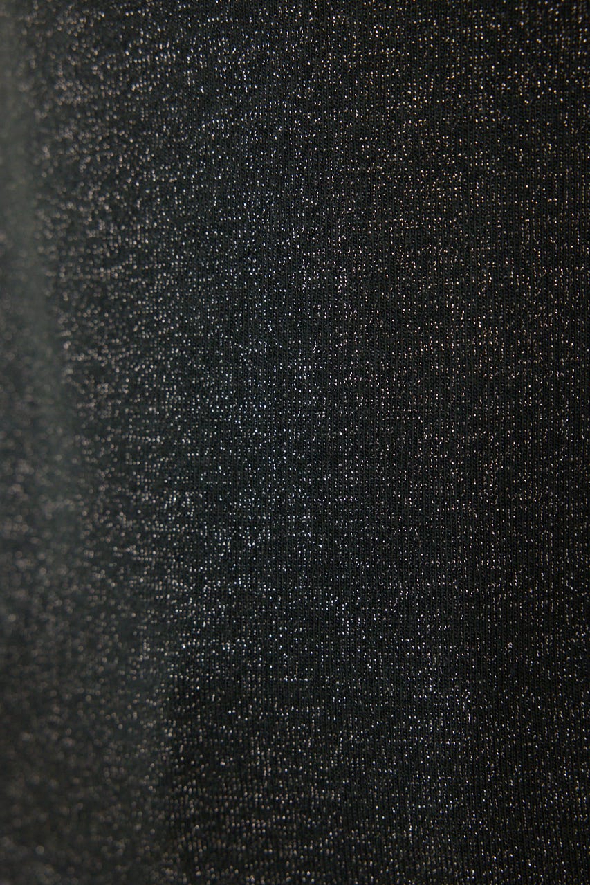 ラメフライスリボンネックトップス BLK FREE