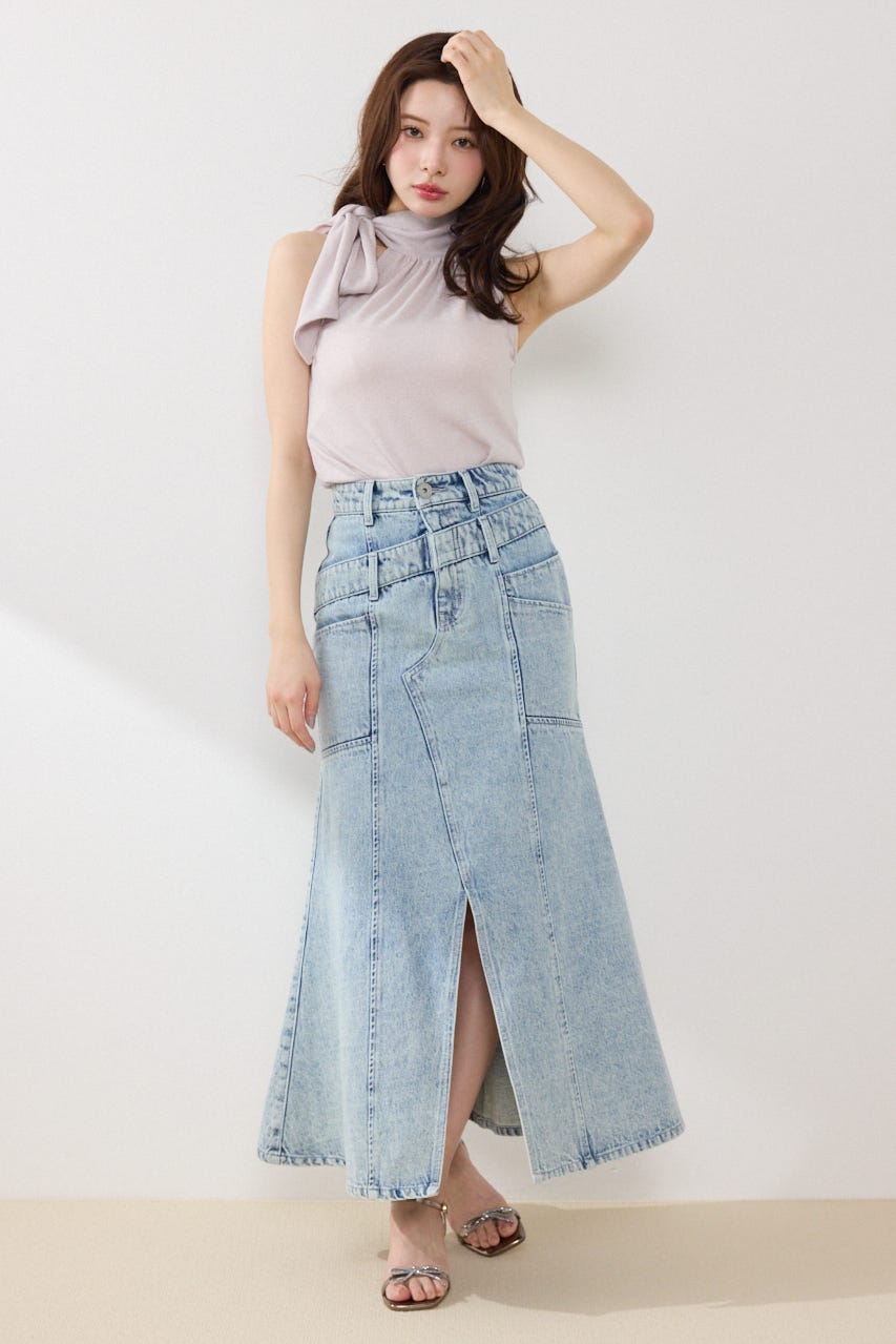 【GirlsAward着用アイテム】ラメフライスリボンネックトップス PNK FREE