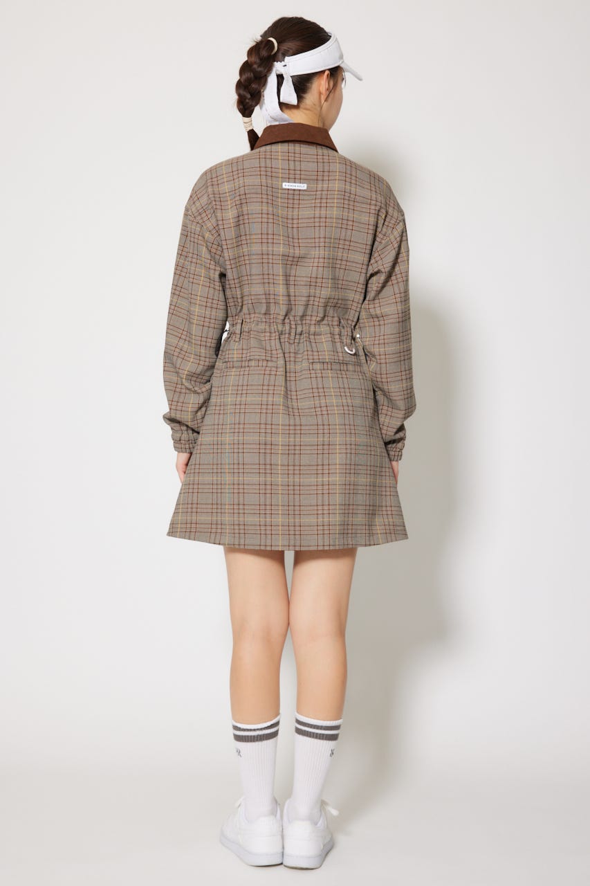 RIENDA GOLF ギンガムチェックドロストOP リエンダゴルフ RI ギンガムチェックドロスト半袖ワンピース