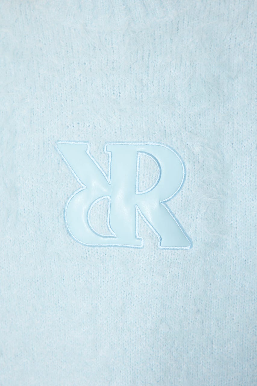 【一部店舗・WEB限定】【RIENDA GOLF】フェイクレザーロゴシャギーニットトップス BLU S