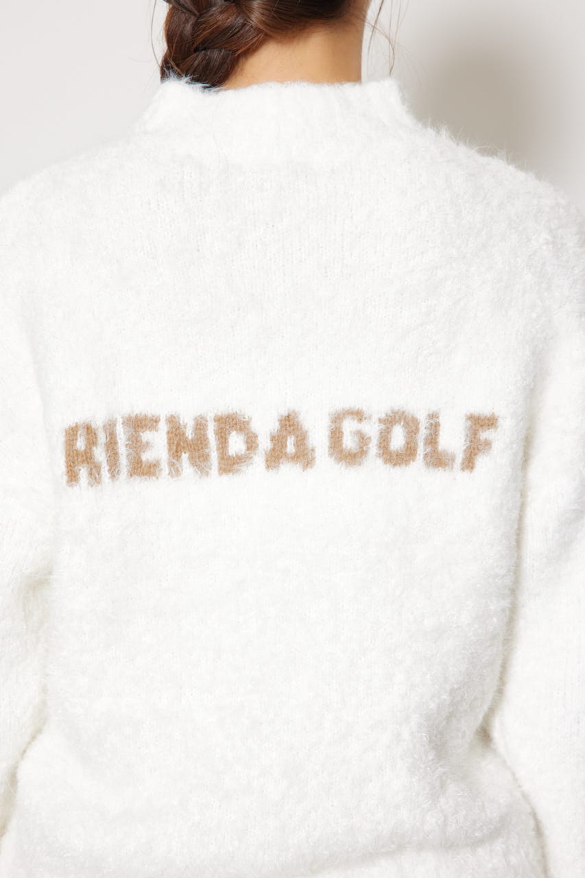 【一部店舗・WEB限定】【RIENDA GOLF】フェイクレザーロゴシャギーニットトップス IVOY M