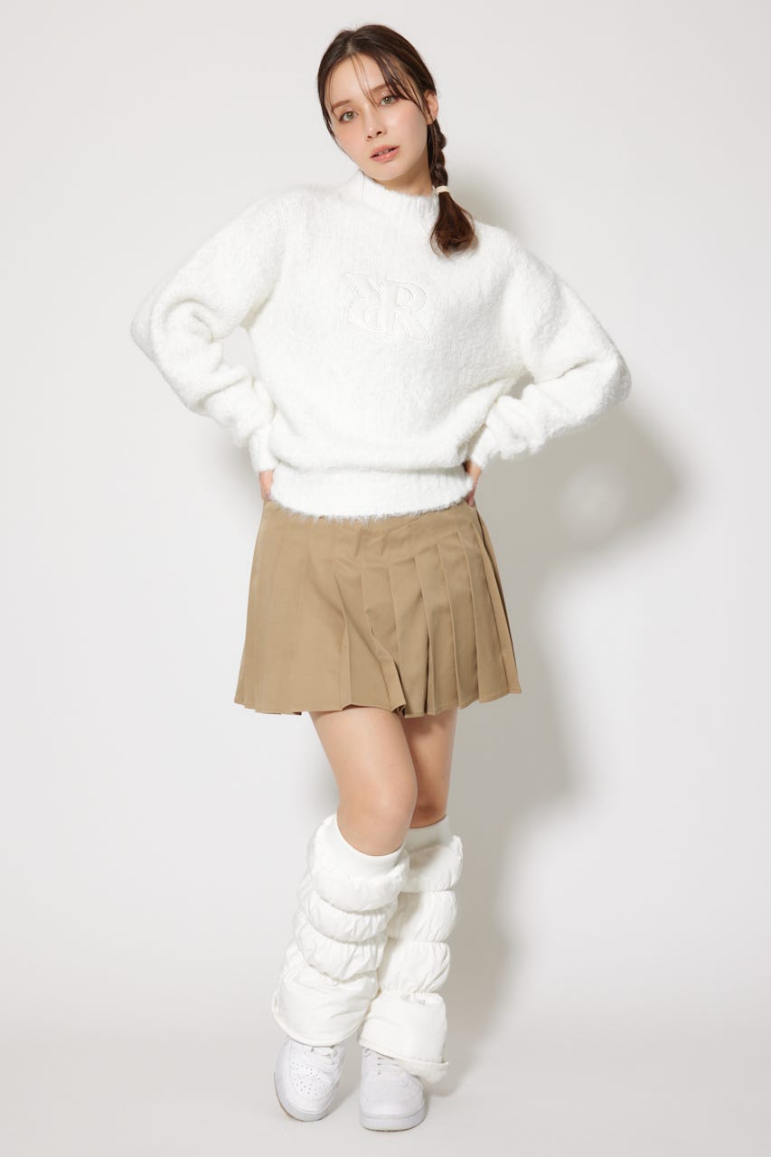 【一部店舗・WEB限定】【RIENDA GOLF】フェイクレザーロゴシャギーニットトップス IVOY M