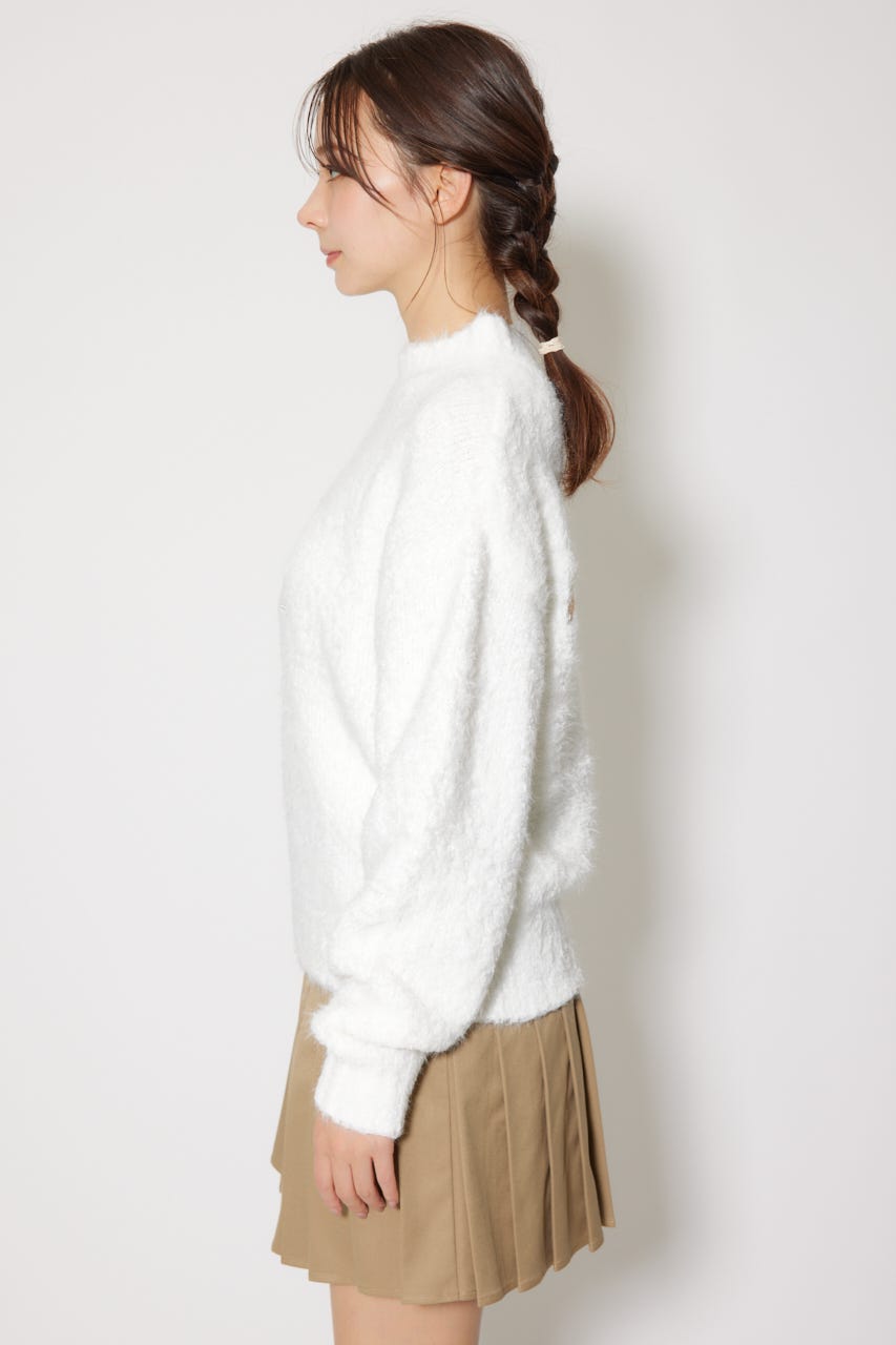 【一部店舗・WEB限定】【RIENDA GOLF】フェイクレザーロゴシャギーニットトップス IVOY M