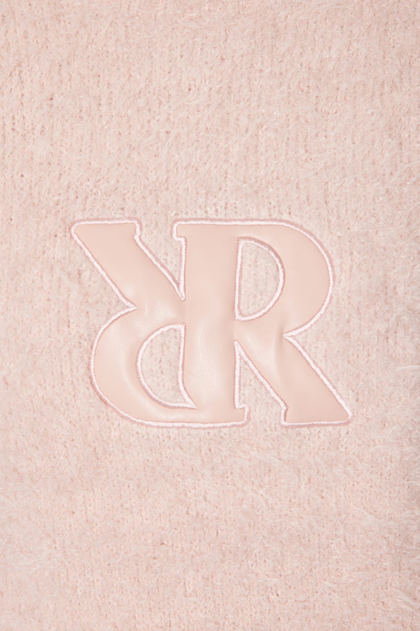 【一部店舗・WEB限定】【RIENDA GOLF】フェイクレザーロゴシャギーニットトップス PNK M