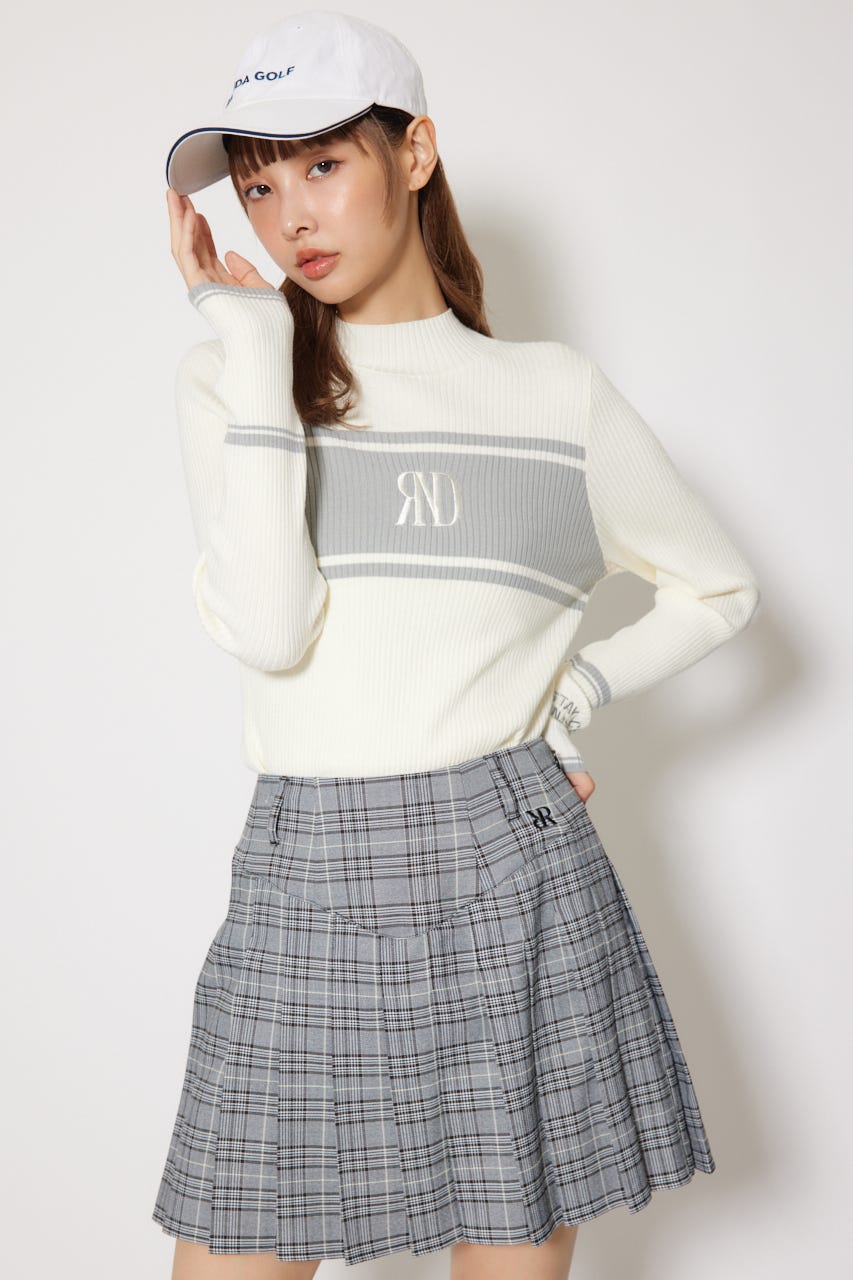 riendaの【一部店舗・WEB限定】【RIENDA GOLF】ハイネックRNDロゴリブニットトップス
