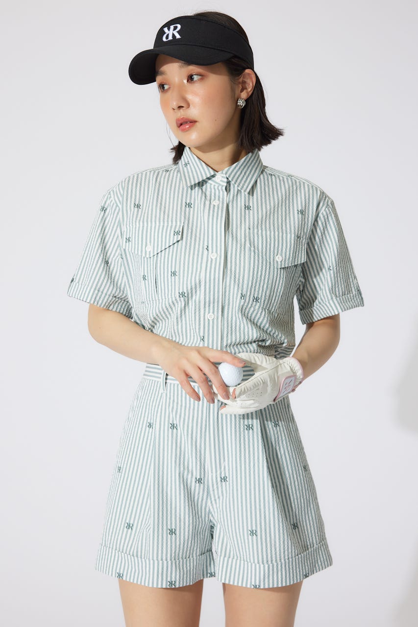 ブラウス シャツ 「RIENDA GOLF」オリジナルロゴオープンカラーシャツ 半袖 夏服 レディース セール】【RIENDA GOLF】オリジナルロゴオープンカラーシャツ