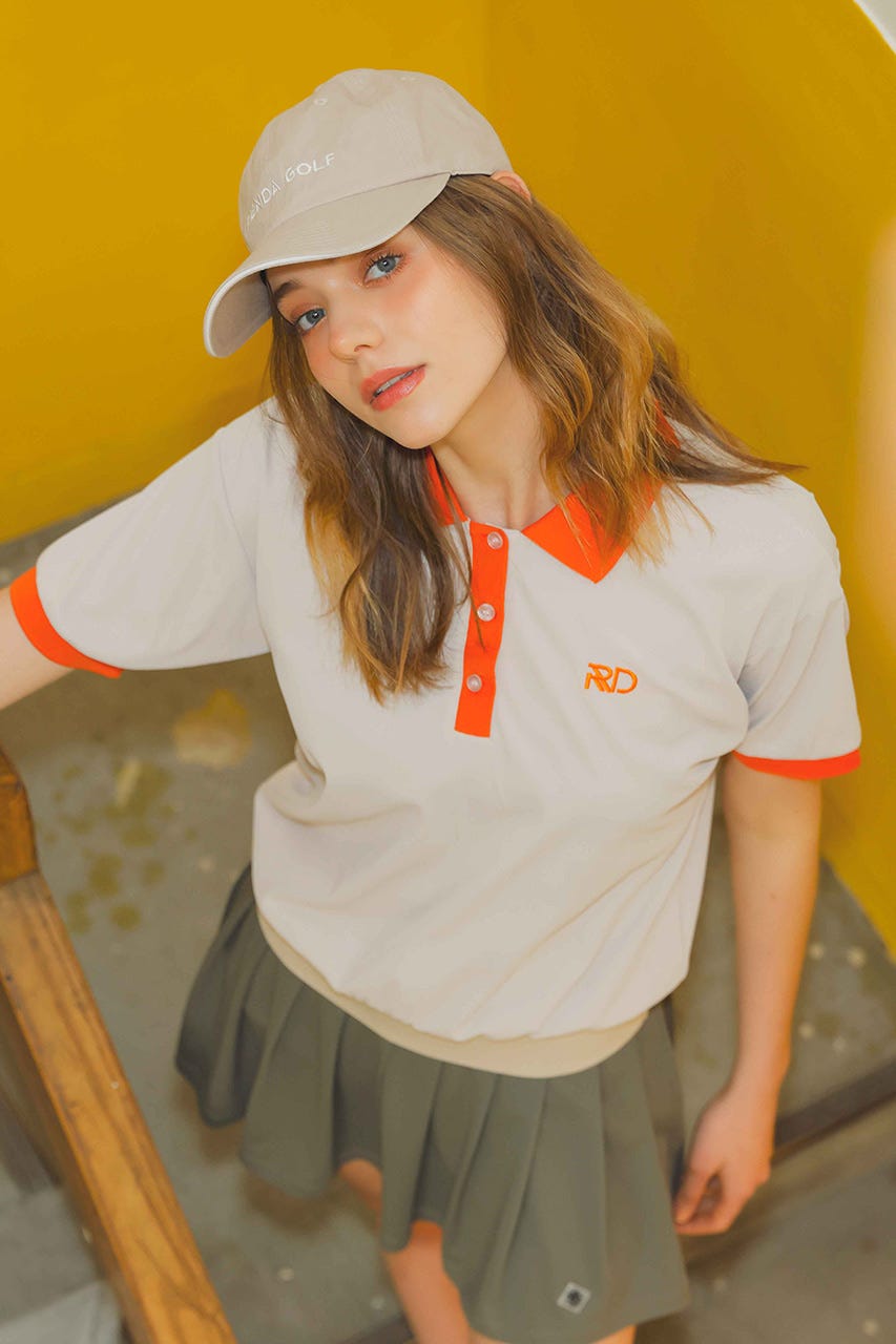 【一部店舗・WEB限定】【RIENDA GOLF】RDバイカラールーズポロシャツ BEG S