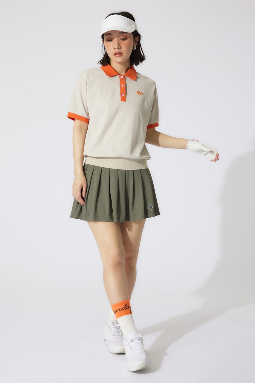 【一部店舗・WEB限定】【RIENDA GOLF】RDバイカラールーズポロシャツ BEG S