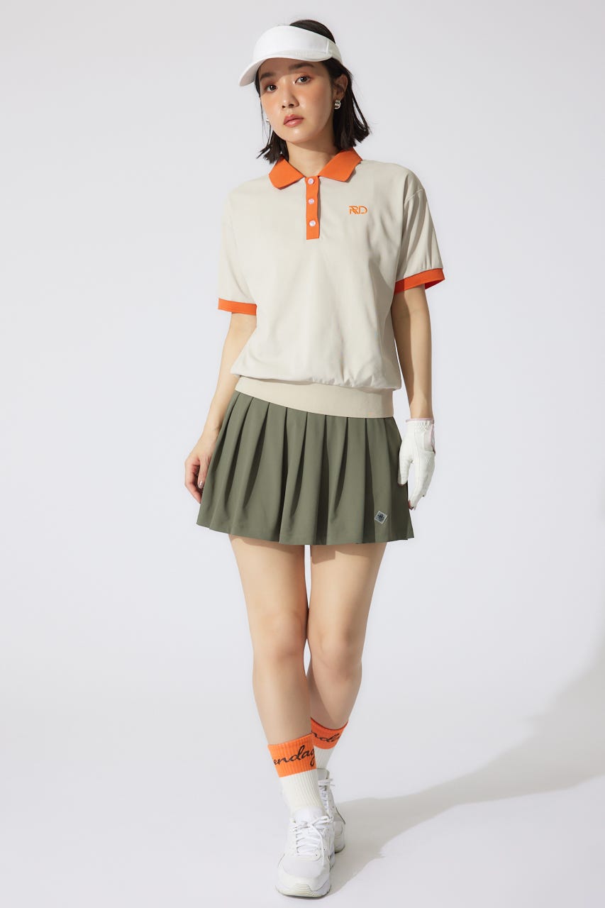 【一部店舗・WEB限定】【RIENDA GOLF】RDバイカラールーズポロシャツ BEG S